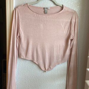 Forever 21 Cropped Pink Workout Long Sleeve Top